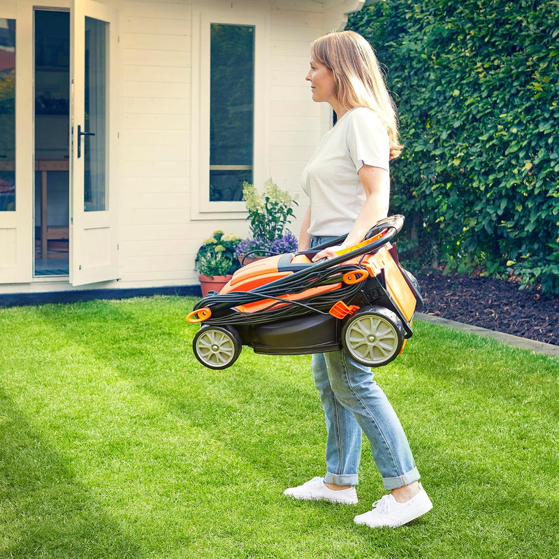 1400W 34CM Electric Lawnmower with Rear Roller Corded
