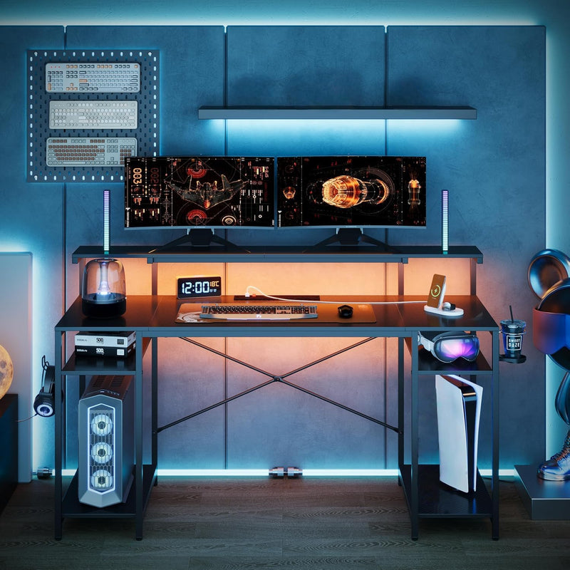 140CM Computer Desk with Power Outlets LED