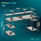 140CM Computer Desk with Power Outlets LED