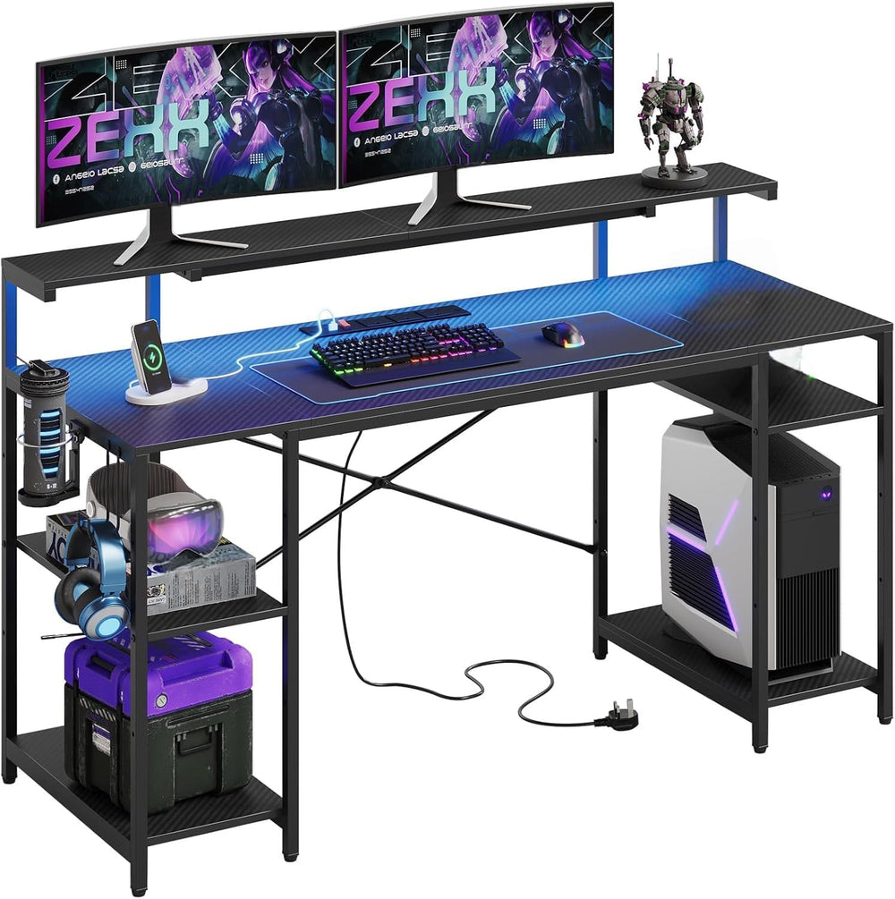 140CM Computer Desk with Power Outlets LED