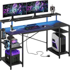140CM Computer Desk with Power Outlets LED