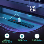 140CM Computer Desk with Power Outlets LED