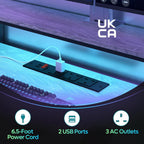 140CM Computer Desk with Power Outlets LED