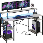 140CM Computer Desk with Power Outlets LED