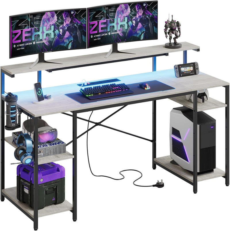 140CM Computer Desk with Power Outlets LED