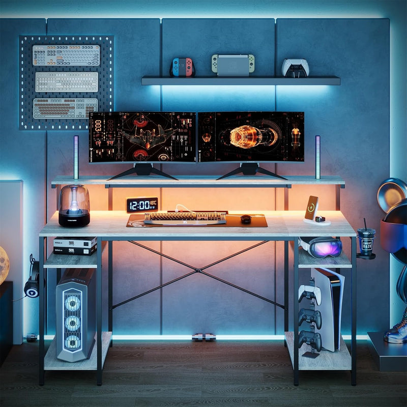 140CM Computer Desk with Power Outlets LED