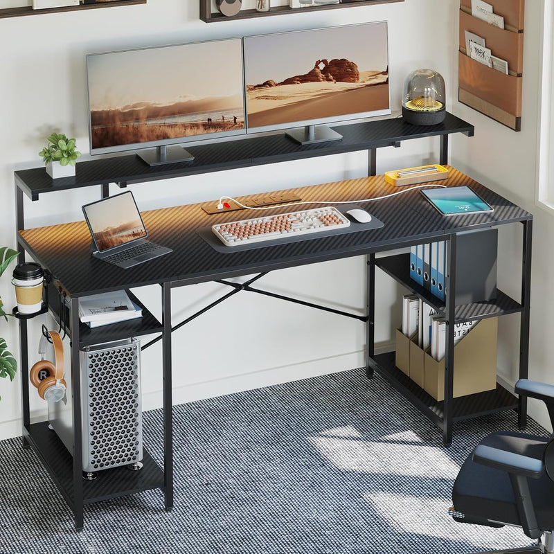 140CM Computer Desk with Power Outlets LED