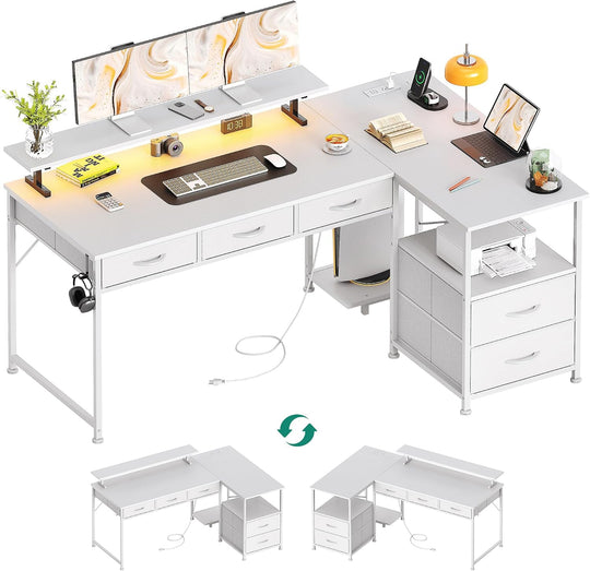 140CM Large Computer Desk with 5 Fabric Drawers