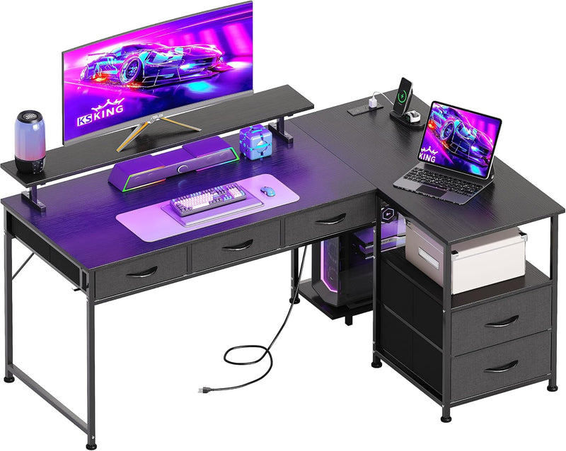 140CM Large Computer Desk with 5 Fabric Drawers