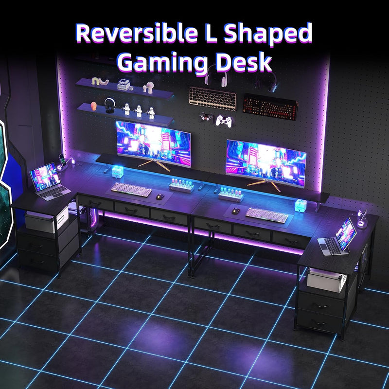 140CM Large Computer Desk with 5 Fabric Drawers