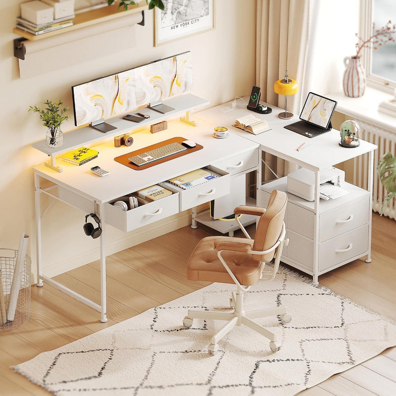 140CM Large Computer Desk with 5 Fabric Drawers