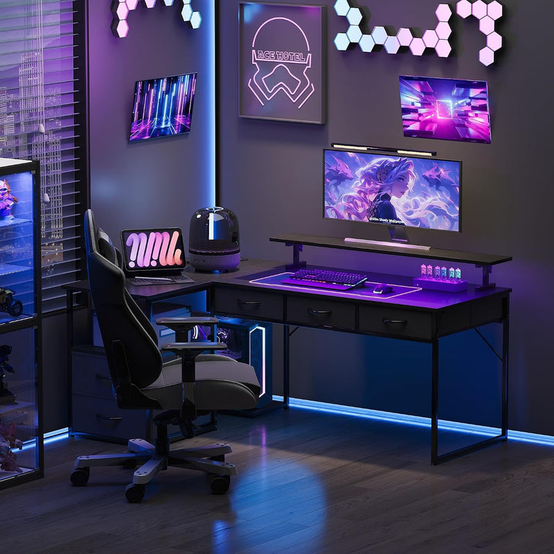 140CM Large Computer Desk with 5 Fabric Drawers