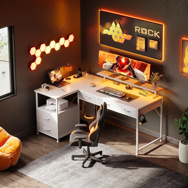 140CM Large Computer Desk with 5 Fabric Drawers