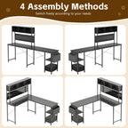 148x120CM L-Shaped Corner Gaming Desk Reversible Computer