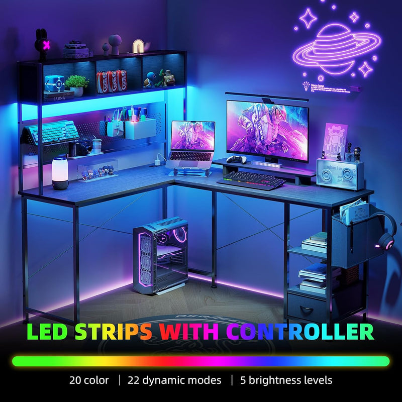 148x120CM L-Shaped Corner Gaming Desk Reversible Computer