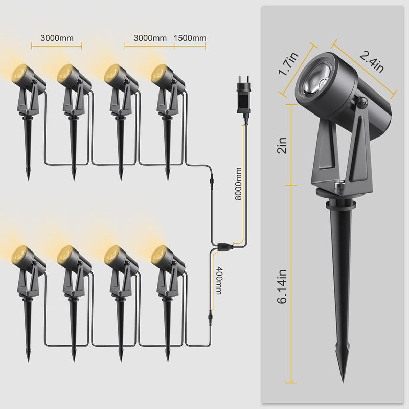 14m Garden Spike Lights Mains 3000K for Pathway
