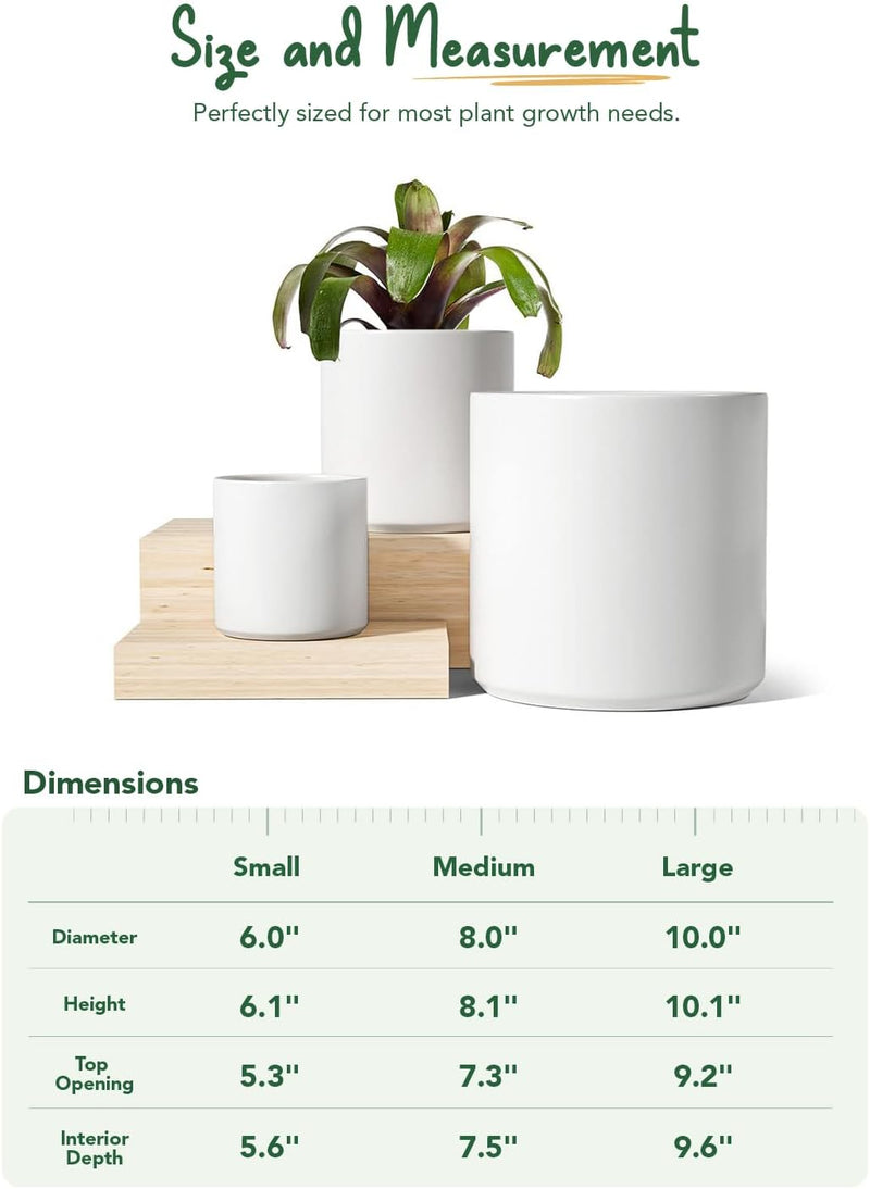 15+20+25CM Plant Pots Set Ceramic Planters