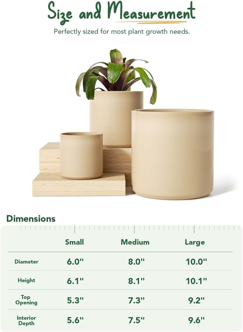 15+20+25CM Plant Pots Set Ceramic Planters