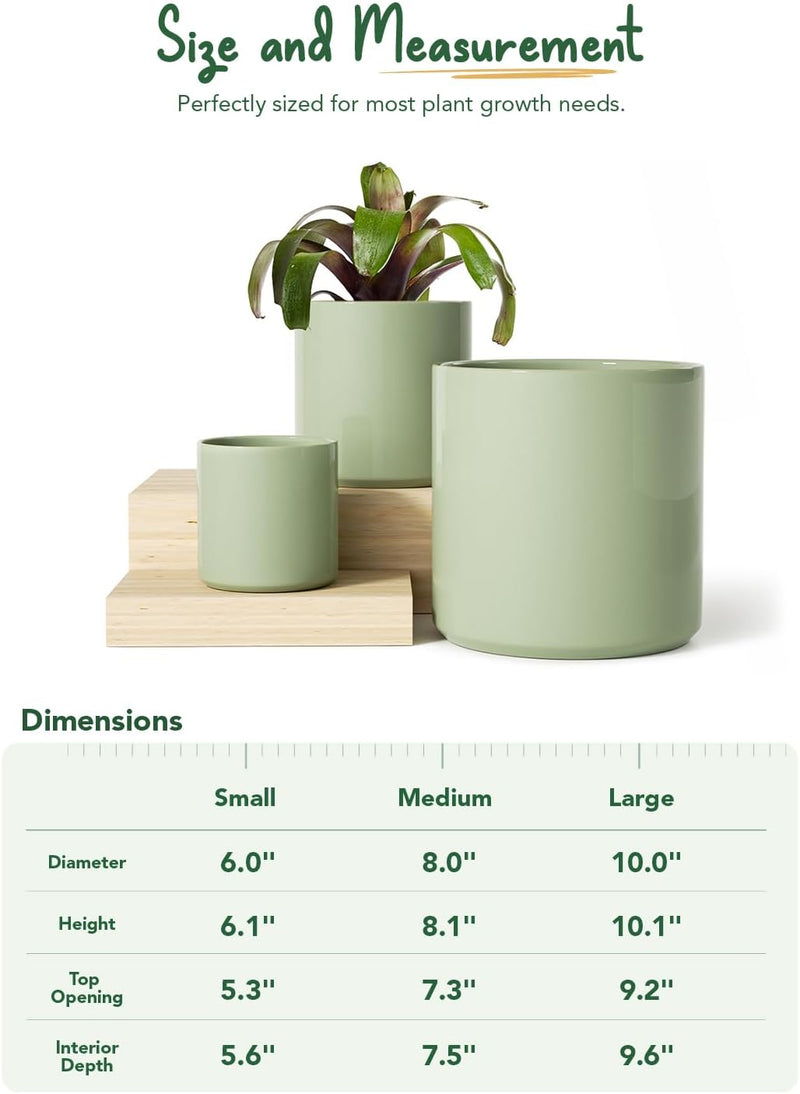 15+20+25CM Plant Pots Set Ceramic Planters
