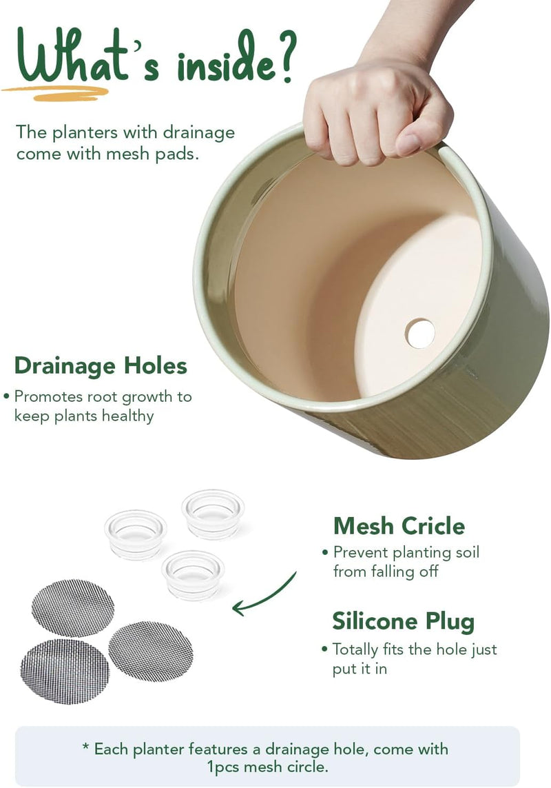 15+20+25CM Plant Pots Set Ceramic Planters