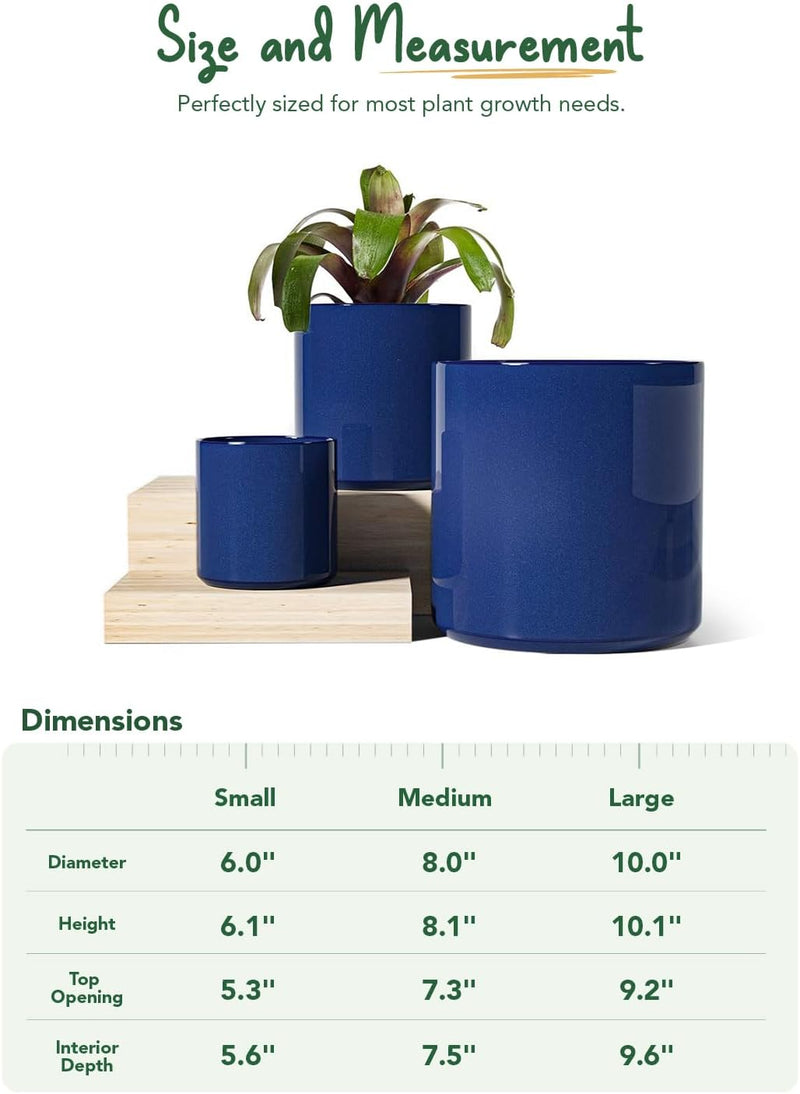 15+20+25CM Plant Pots Set Ceramic Planters