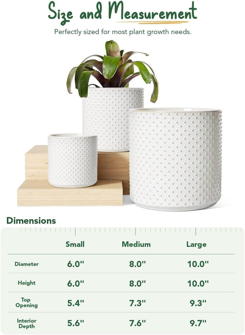 15+20+25CM Plant Pots Set Ceramic Planters