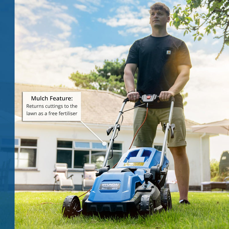 15'' 38CM 1600W Electric Lawnmower with Rear Roller