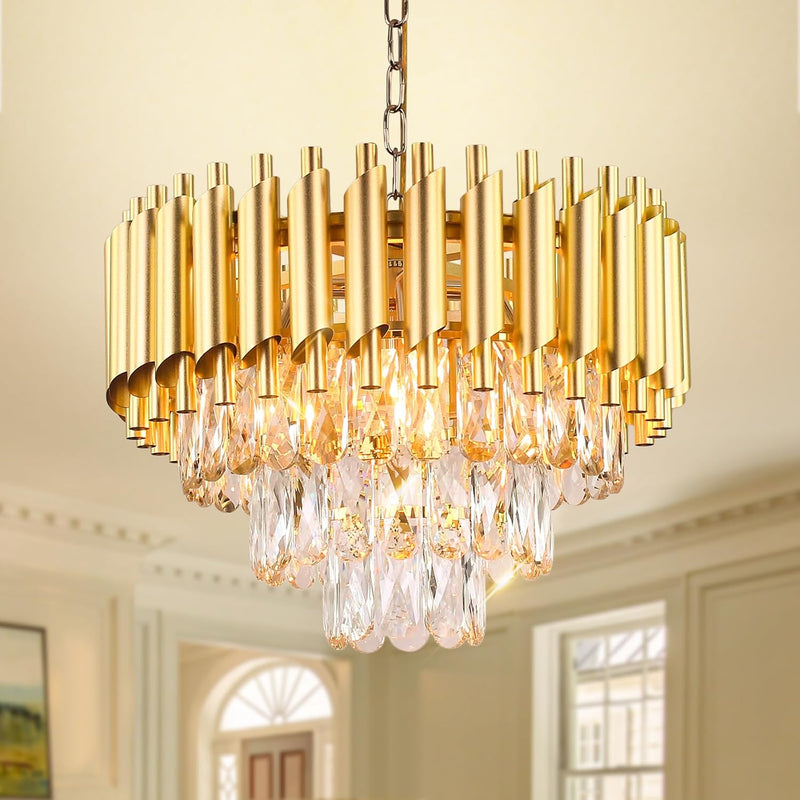 15.7-Inch 3-Tier Crystal Chandelier 5-Light E14