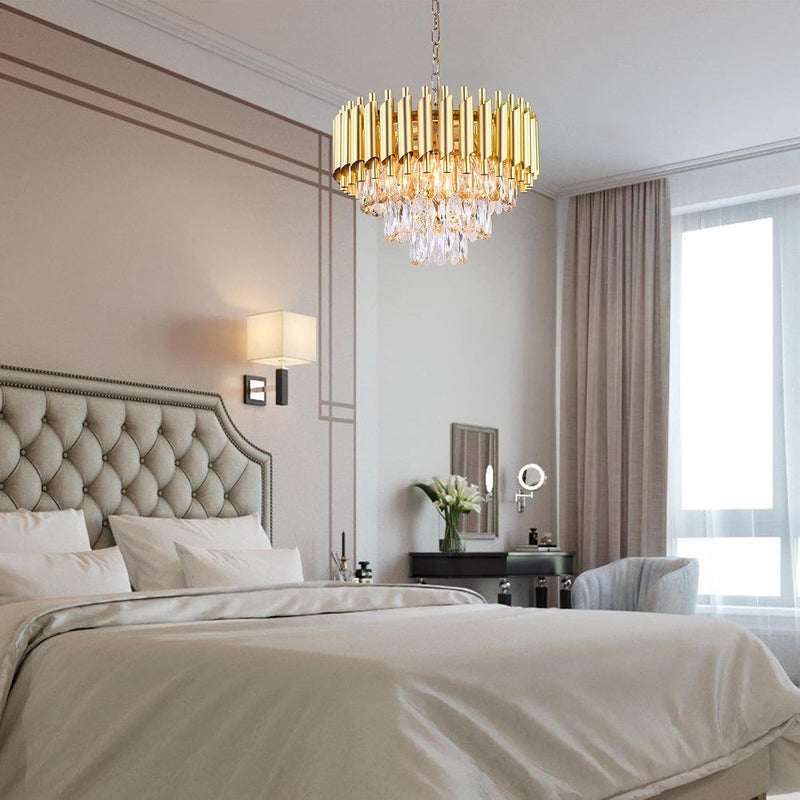 15.7-Inch 3-Tier Crystal Chandelier 5-Light E14