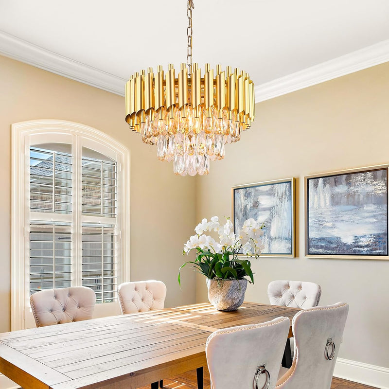15.7-Inch 3-Tier Crystal Chandelier 5-Light E14