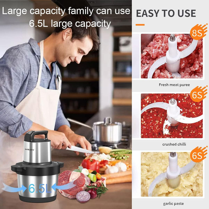 1500W Electric Chopper with 6.5L Stainless Steel Bowl