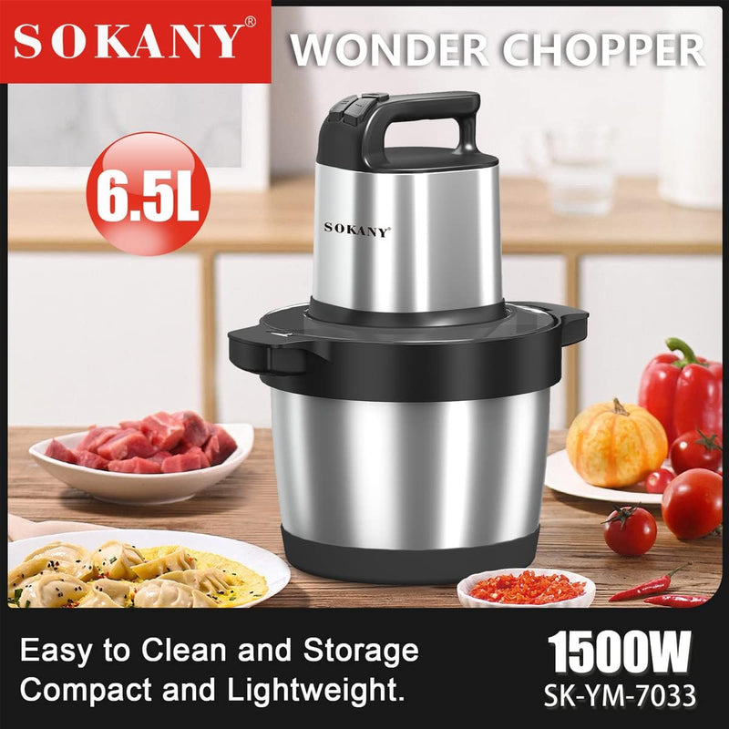 1500W Electric Chopper with 6.5L Stainless Steel Bowl