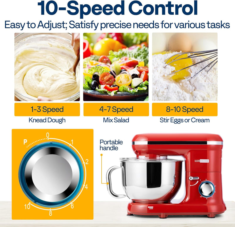 1500W Stand Mixer for Baking 5.7L Kitchen 10
