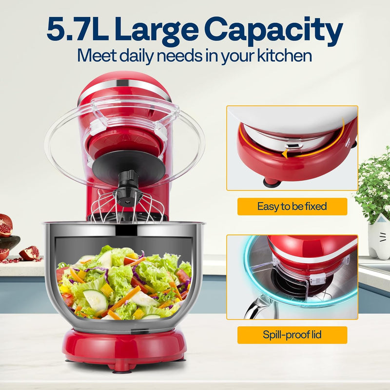 1500W Stand Mixer for Baking 5.7L Kitchen 10