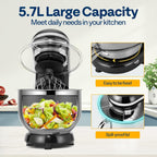 1500W Stand Mixer for Baking 5.7L Tilt-Head Kitchen