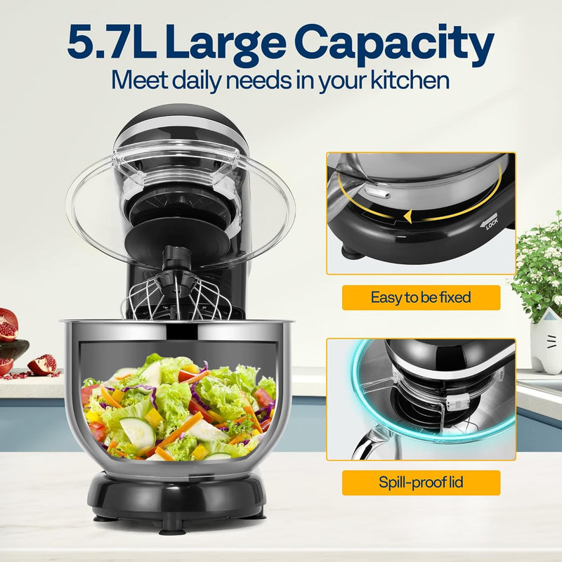 1500W Stand Mixer for Baking 5.7L Kitchen 10