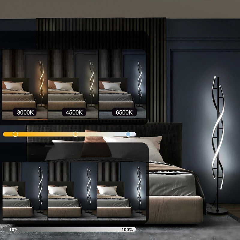 150CM Spiral LED Floor Lamp for Bedroom Modern