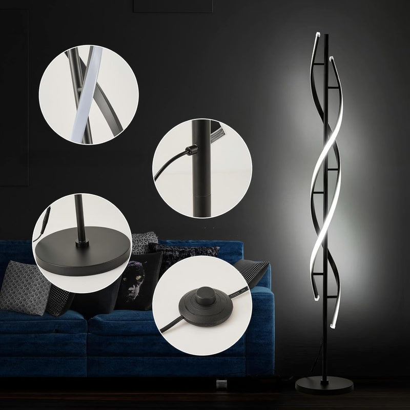 150CM Spiral LED Floor Lamp for Bedroom Modern