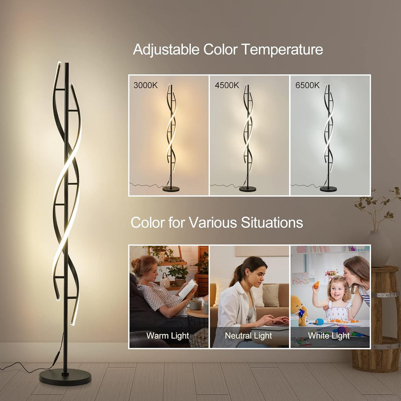 150CM Spiral LED Floor Lamp for Bedroom Modern