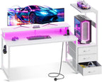 150x50CM Gaming Desk with LED Lights Power