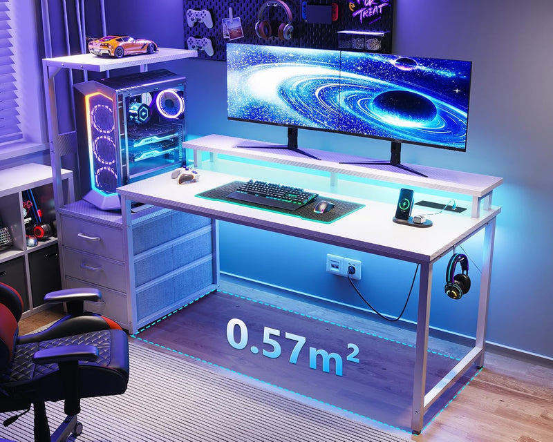 150x50CM Gaming Desk with LED Lights Power