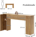 155CM Wood Fluted Narrow Console Table with Storage
