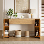 155CM Wood Fluted Narrow Console Table with Storage