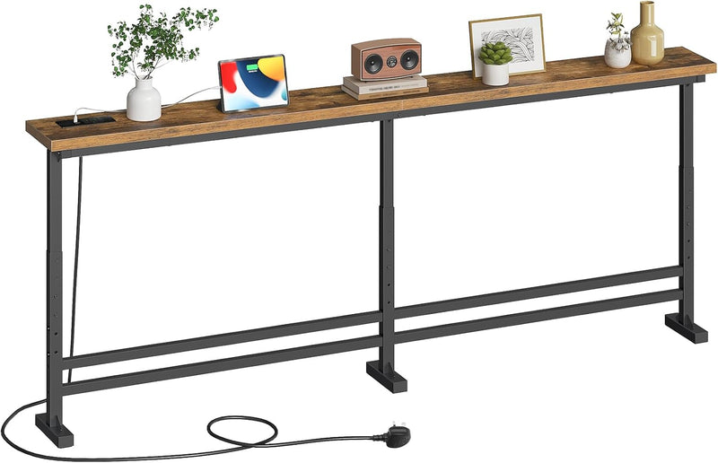 Slim Console Table Height-Adjustable Behind Sofa