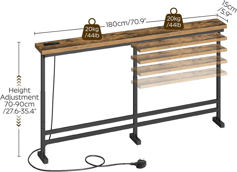 Slim Console Table Height-Adjustable Behind Sofa