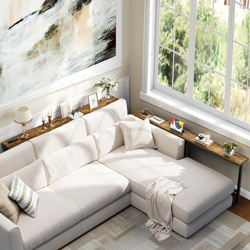 Slim Console Table Height-Adjustable Behind Sofa