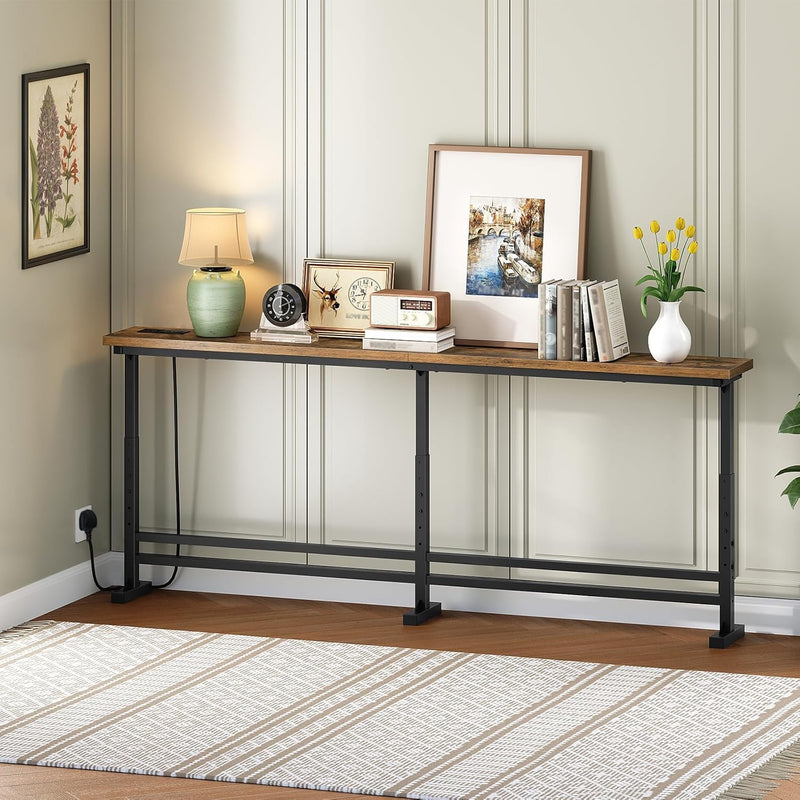 Slim Console Table Height-Adjustable Behind Sofa