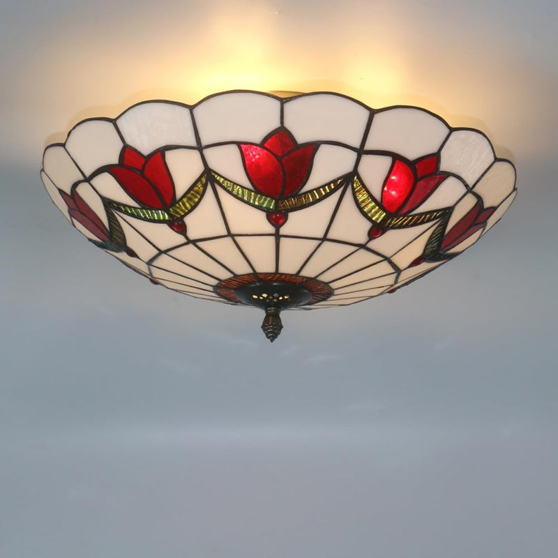 16 Inch Tiffany Style Ceiling Light Flush Mount