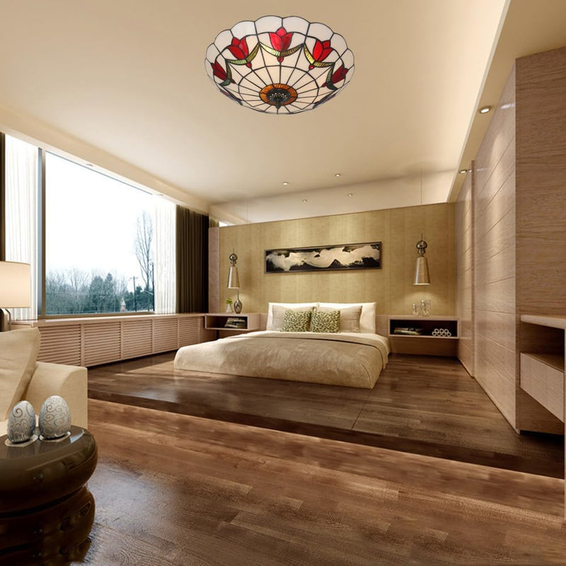 16 Inch Tiffany Style Ceiling Light Flush Mount