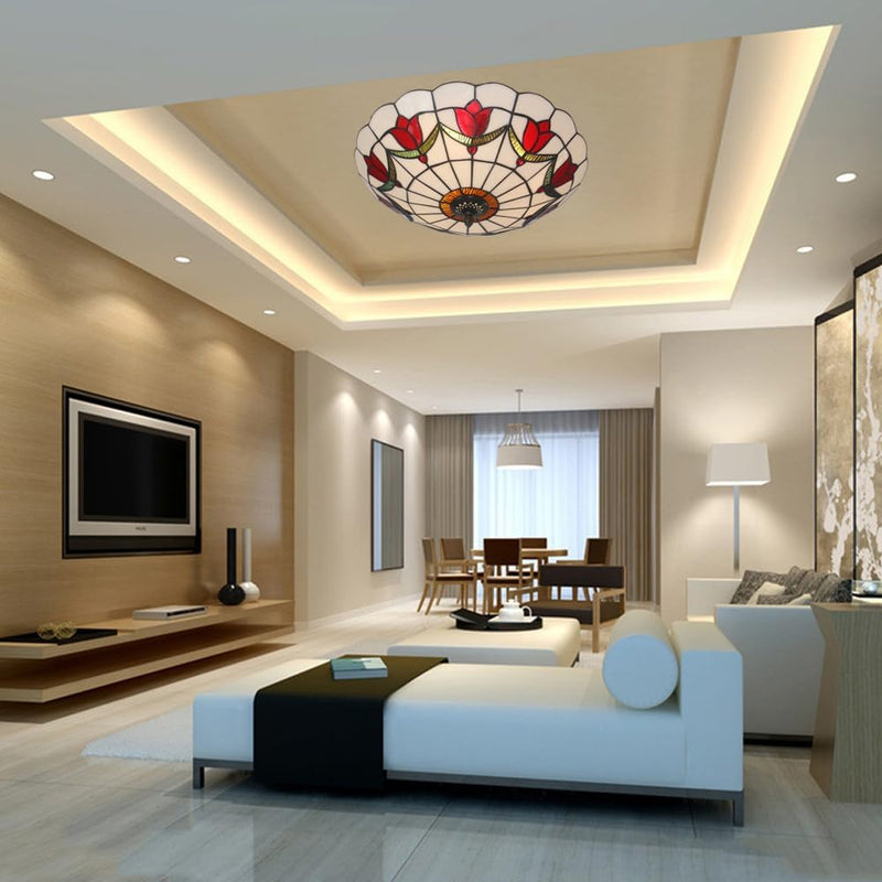 16 Inch Tiffany Style Ceiling Light Flush Mount